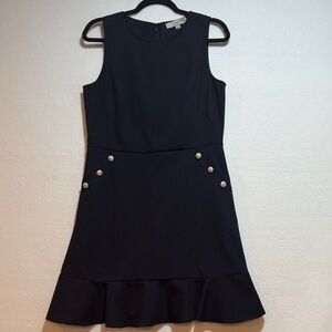 LOFT size 8 Navy Sleeveless Mini Dress with pearl buttons and pockets